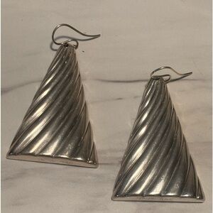 Sterling silver very large vintage solid signed earrings